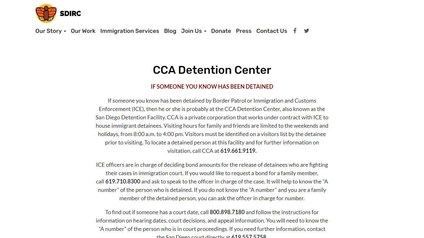 CCA Detention Center - San Diego Immigrant Rights Consortium